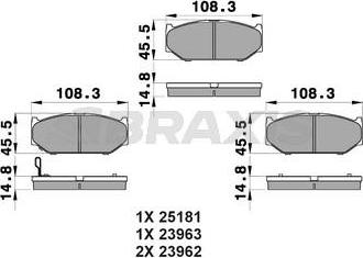 Braxis AB0206 - Тормозные колодки, дисковые, комплект autosila-amz.com