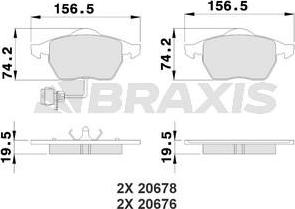 Braxis AB0208 - Тормозные колодки, дисковые, комплект autosila-amz.com