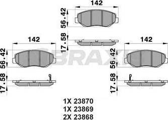 Braxis AB0203 - Тормозные колодки, дисковые, комплект autosila-amz.com