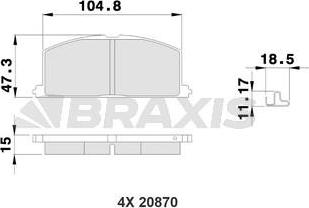 Braxis AB0215 - Тормозные колодки, дисковые, комплект autosila-amz.com