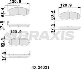 Braxis AB0211 - Тормозные колодки, дисковые, комплект autosila-amz.com