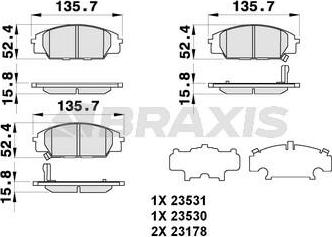 Braxis AB0282 - Тормозные колодки, дисковые, комплект autosila-amz.com