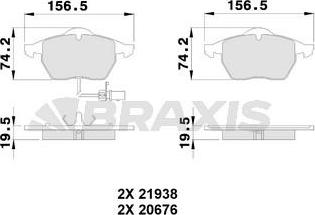 Braxis AB0224 - Тормозные колодки, дисковые, комплект autosila-amz.com
