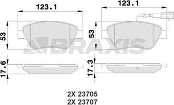 Braxis AB0228 - Тормозные колодки, дисковые, комплект autosila-amz.com