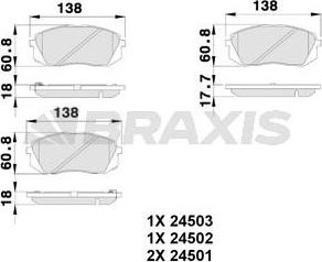 Braxis AB0223 - Тормозные колодки, дисковые, комплект autosila-amz.com