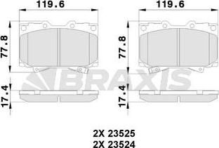 Braxis AB0227 - Тормозные колодки, дисковые, комплект autosila-amz.com