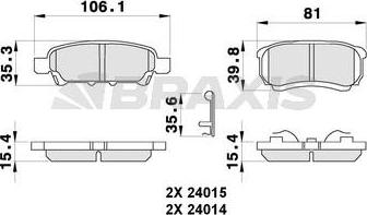 Braxis AB0279 - Тормозные колодки, дисковые, комплект autosila-amz.com