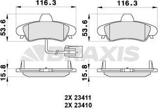 Braxis AB0276 - Тормозные колодки, дисковые, комплект autosila-amz.com