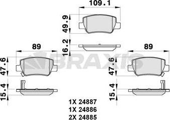 Braxis AB0278 - Колодки тормозные дисковые задние комплект autosila-amz.com