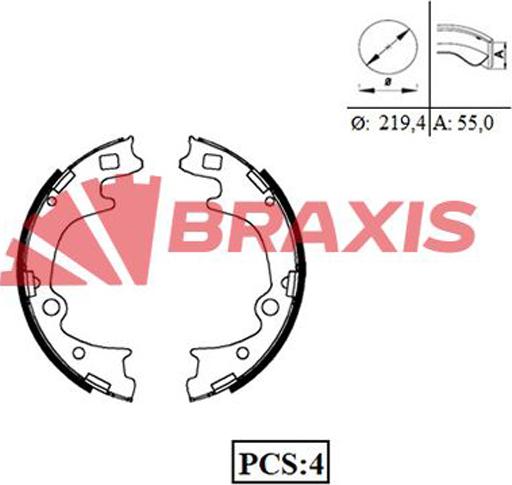 Braxis AC0094 - Комплект тормозных колодок, барабанные autosila-amz.com