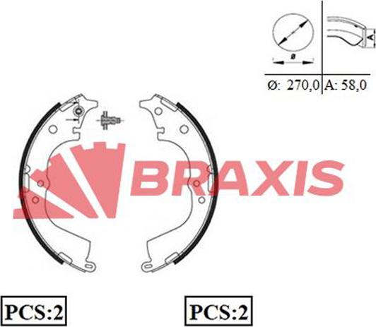 Braxis AC0055 - Комплект тормозных колодок, барабанные autosila-amz.com