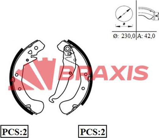 Braxis AC0057 - Комплект тормозных колодок, барабанные autosila-amz.com