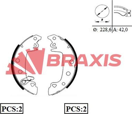 Braxis AC0001 - Комплект тормозных колодок, барабанные autosila-amz.com