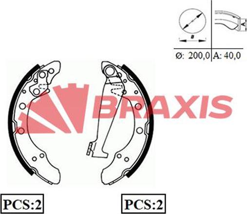 Braxis AC0014 - Комплект тормозных колодок, барабанные autosila-amz.com