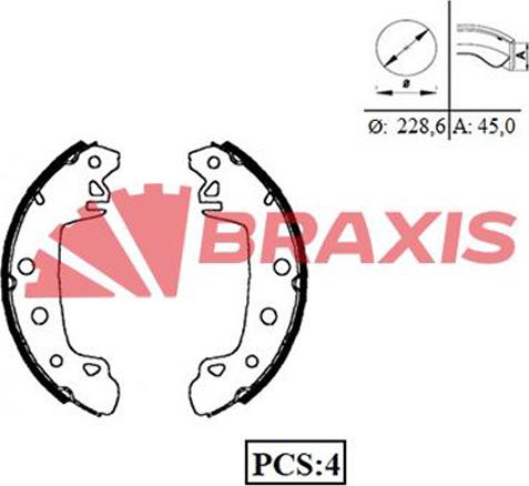 Braxis AC0018 - Комплект тормозных колодок, барабанные autosila-amz.com