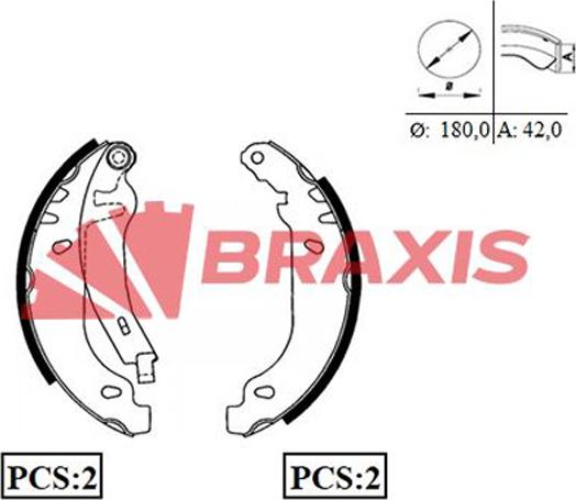 Braxis AC0013 - Комплект тормозных колодок, барабанные autosila-amz.com