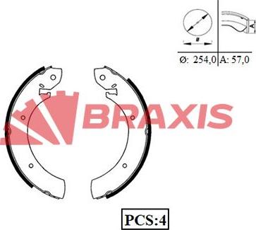 Braxis AC0021 - Комплект тормозных колодок, барабанные autosila-amz.com