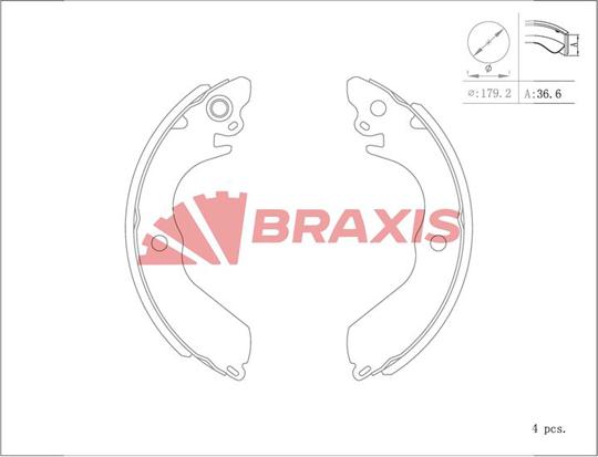 Braxis AC0153 - Комплект тормозных колодок, барабанные autosila-amz.com