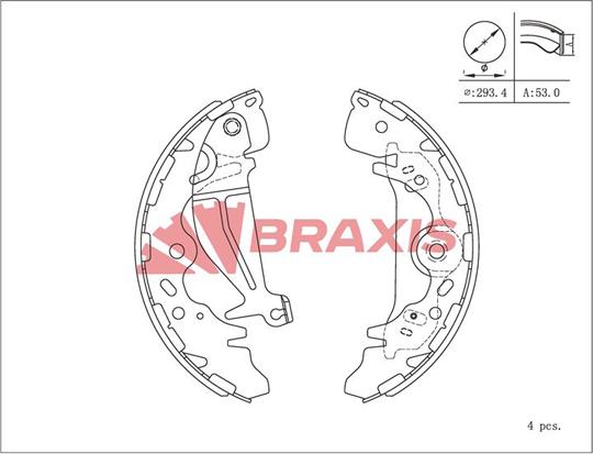 Braxis AC0218 - Комплект тормозных колодок, барабанные autosila-amz.com