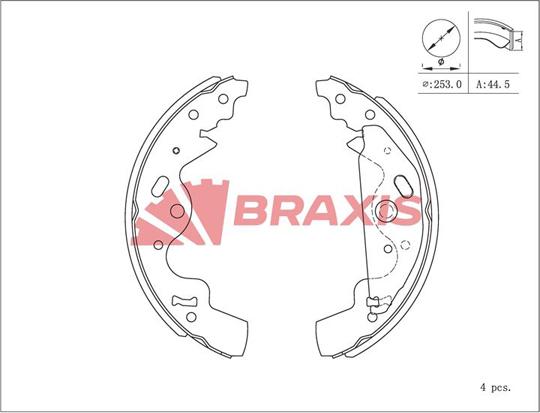 Braxis AC0224 - Комплект тормозных колодок, барабанные autosila-amz.com
