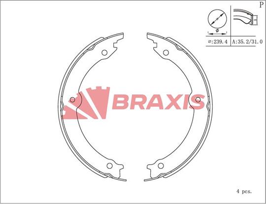 Braxis AC0221 - Комплект тормозов, ручник, парковка autosila-amz.com