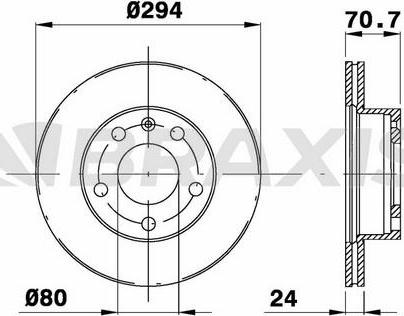 Braxis AD1053 - Тормозной диск autosila-amz.com