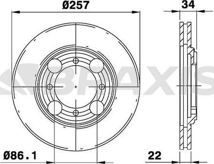 Braxis AE0407 - Тормозной диск autosila-amz.com