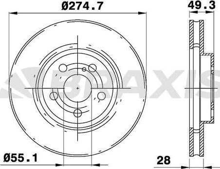 Braxis AE0323 - Тормозной диск autosila-amz.com