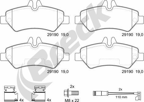 Breck 29190 00 703 10 - Тормозные колодки, дисковые, комплект autosila-amz.com