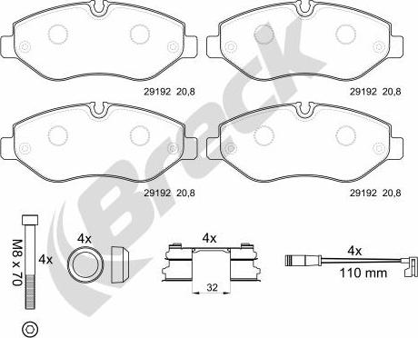 Breck 29192 00 703 00 - Тормозные колодки, дисковые, комплект autosila-amz.com