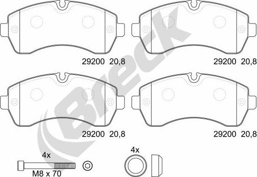 Breck 29200 00 703 00 - Тормозные колодки, дисковые, комплект autosila-amz.com