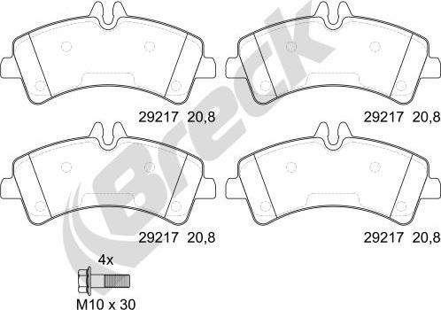 Breck 29217 00 703 00 - Тормозные колодки, дисковые, комплект autosila-amz.com