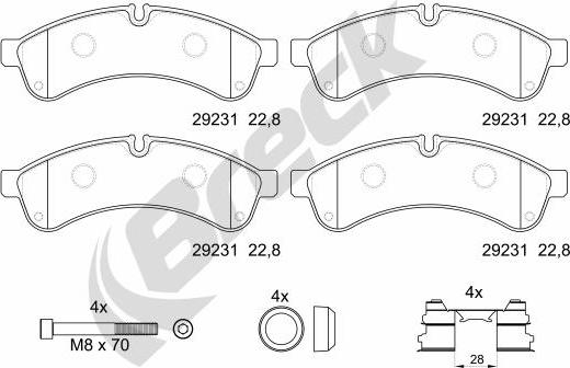 Breck 29231 00 703 00 - Тормозные колодки, дисковые, комплект autosila-amz.com