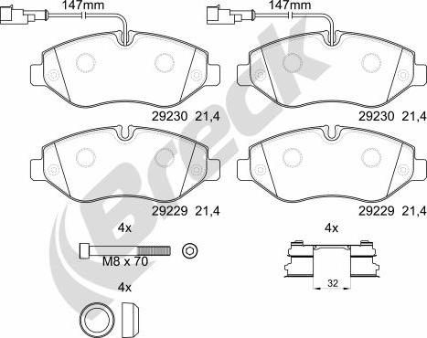 Breck 29229 00 703 10 - Тормозные колодки, дисковые, комплект autosila-amz.com