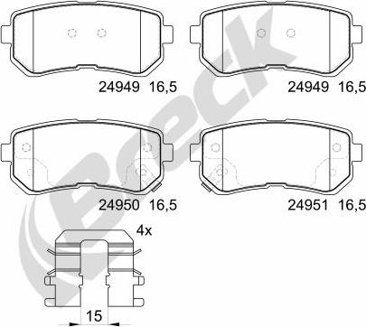 Breck 24949 00 704 00 - Тормозные колодки, дисковые, комплект autosila-amz.com