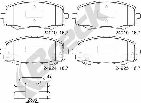 Breck 24910 00 702 00 - Тормозные колодки, дисковые, комплект autosila-amz.com