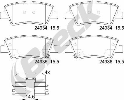 Breck 24934 00 702 00 - Тормозные колодки, дисковые, комплект autosila-amz.com