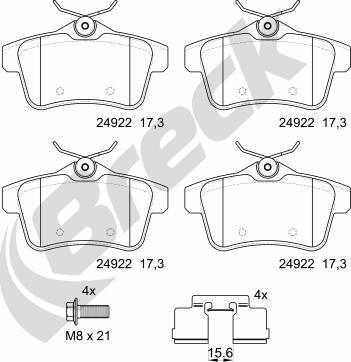 Breck 24922 00 704 00 - Тормозные колодки, дисковые, комплект autosila-amz.com