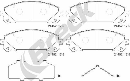 Breck 24452 00 551 00 - Тормозные колодки, дисковые, комплект autosila-amz.com