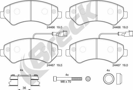 Breck 24467 00 703 20 - Тормозные колодки, дисковые, комплект autosila-amz.com