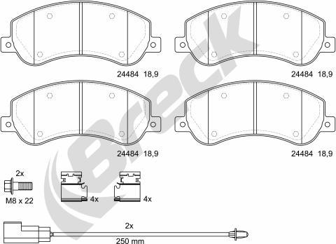 Breck 24484 00 703 10 - Тормозные колодки, дисковые, комплект autosila-amz.com