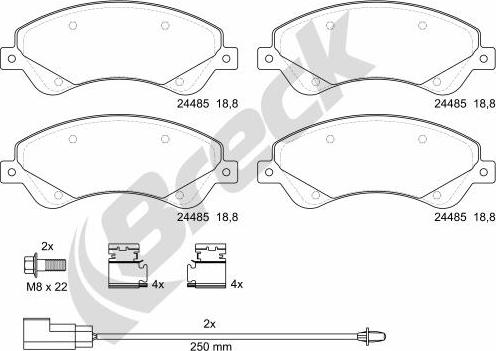 Breck 24485 00 703 10 - Тормозные колодки, дисковые, комплект autosila-amz.com