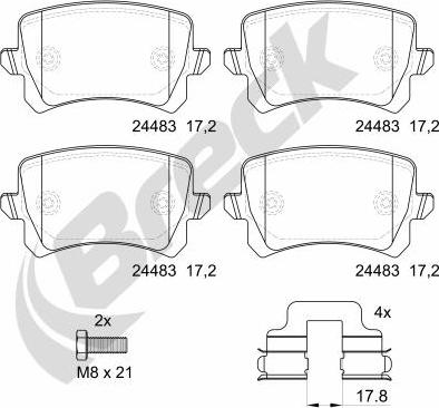 Breck 24483 00 704 10 - Тормозные колодки, дисковые, комплект autosila-amz.com