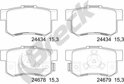 Breck 24434 00 704 00 - Тормозные колодки, дисковые, комплект autosila-amz.com