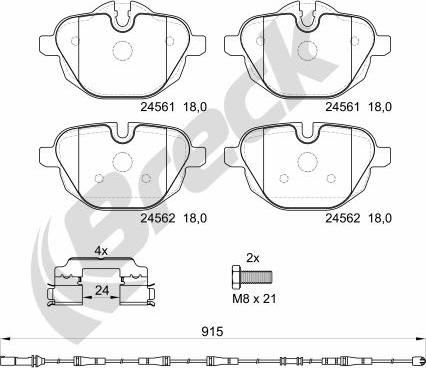 Breck 24561 00 552 00 - Тормозные колодки, дисковые, комплект autosila-amz.com