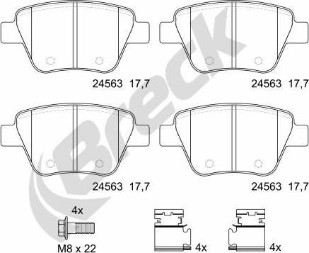 Breck 24563 00 704 00 - Тормозные колодки, дисковые, комплект autosila-amz.com