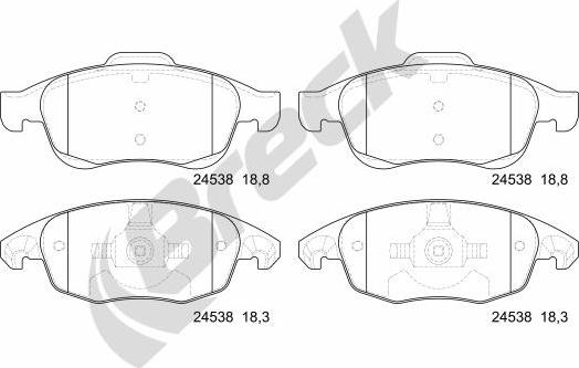 Breck 24538 00 701 00 - Тормозные колодки, дисковые, комплект autosila-amz.com