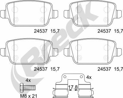 Breck 24537 00 702 10 - Тормозные колодки, дисковые, комплект autosila-amz.com