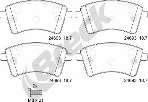 Breck 24693 00 701 00 - Тормозные колодки, дисковые, комплект autosila-amz.com