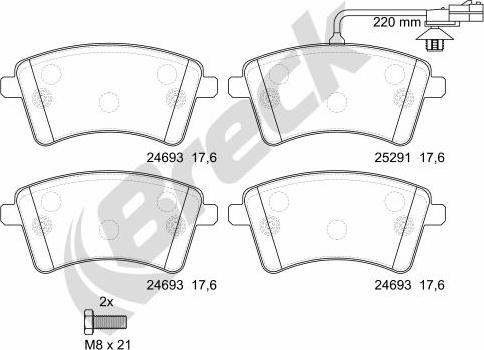 Breck 24693 00 701 10 - Тормозные колодки, дисковые, комплект autosila-amz.com